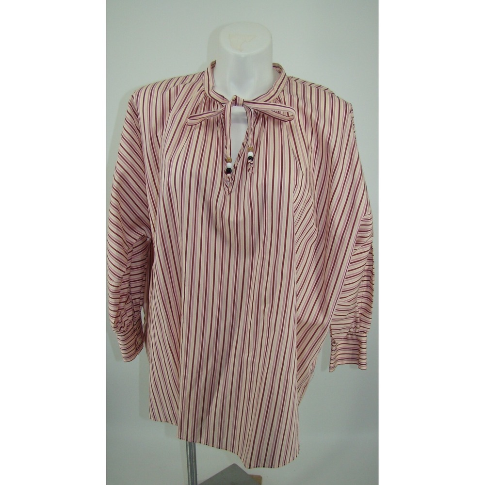 NEW HUGO BOSS WOMENS PLUS BATECO OVERSIZED RED WHITE STRIPED BLOUSE TOP 18   AC